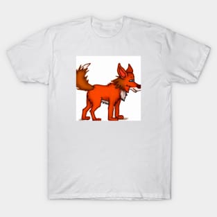 Cute Red Wolf Drawing T-Shirt